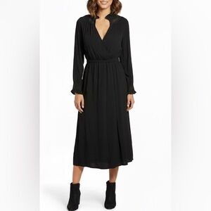 NWT See U Soon Anthropologie Black Lace Faux Wrap Midi Dress Cottagecore Sz S